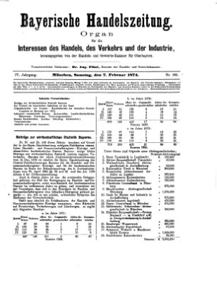 Bayerische Handelszeitung Samstag 7. Februar 1874