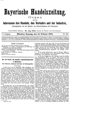 Bayerische Handelszeitung Samstag 14. Februar 1874