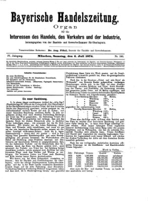 Bayerische Handelszeitung Samstag 4. Juli 1874