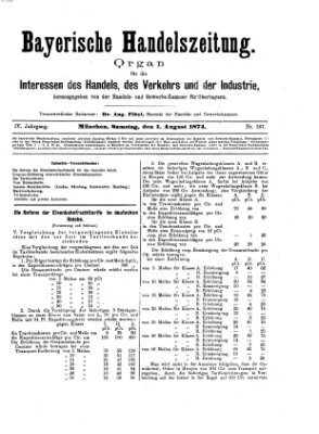 Bayerische Handelszeitung Samstag 1. August 1874