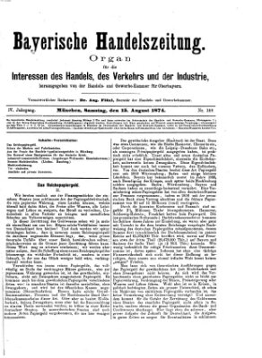 Bayerische Handelszeitung Samstag 15. August 1874