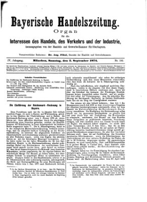 Bayerische Handelszeitung Samstag 5. September 1874