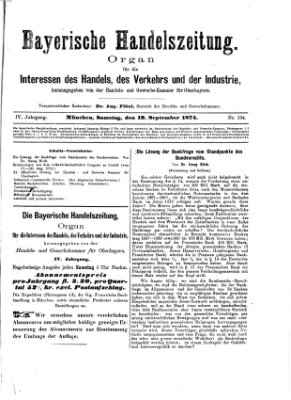 Bayerische Handelszeitung Samstag 19. September 1874