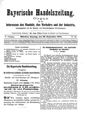 Bayerische Handelszeitung Samstag 26. September 1874