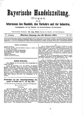 Bayerische Handelszeitung Samstag 10. Oktober 1874