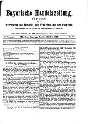 Bayerische Handelszeitung Samstag 17. Oktober 1874