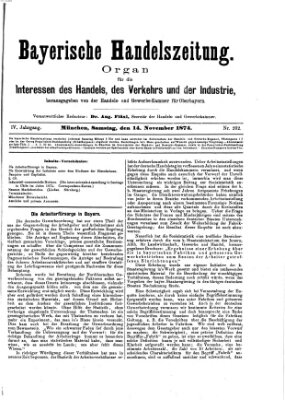 Bayerische Handelszeitung Samstag 14. November 1874