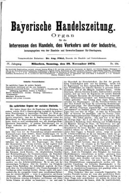 Bayerische Handelszeitung Samstag 28. November 1874