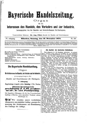 Bayerische Handelszeitung Samstag 12. Dezember 1874