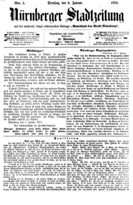 Nürnberger Stadtzeitung (Nürnberger Abendzeitung) Dienstag 6. Januar 1874