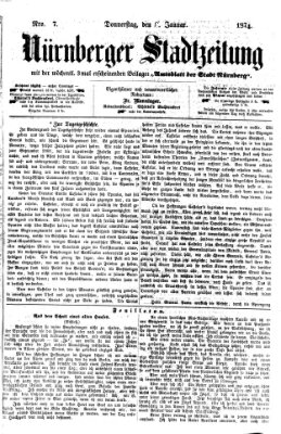 Nürnberger Stadtzeitung (Nürnberger Abendzeitung) Donnerstag 8. Januar 1874