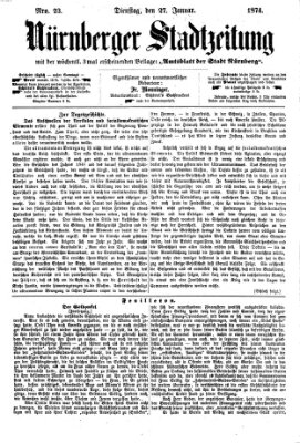 Nürnberger Stadtzeitung (Nürnberger Abendzeitung) Dienstag 27. Januar 1874