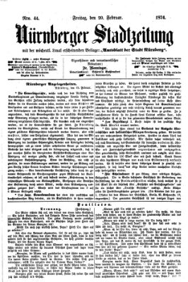 Nürnberger Stadtzeitung (Nürnberger Abendzeitung) Freitag 20. Februar 1874