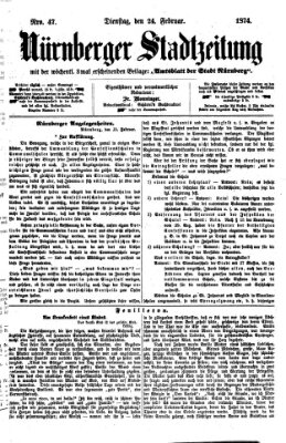 Nürnberger Stadtzeitung (Nürnberger Abendzeitung) Dienstag 24. Februar 1874