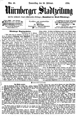 Nürnberger Stadtzeitung (Nürnberger Abendzeitung) Donnerstag 26. Februar 1874