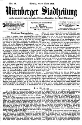 Nürnberger Stadtzeitung (Nürnberger Abendzeitung) Montag 9. März 1874