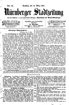 Nürnberger Stadtzeitung (Nürnberger Abendzeitung) Samstag 14. März 1874