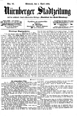 Nürnberger Stadtzeitung (Nürnberger Abendzeitung) Mittwoch 1. April 1874