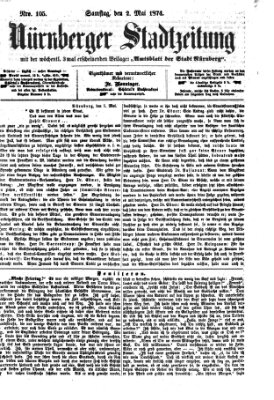 Nürnberger Stadtzeitung (Nürnberger Abendzeitung) Samstag 2. Mai 1874