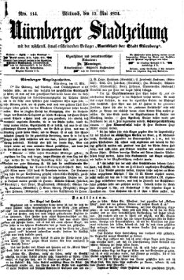 Nürnberger Stadtzeitung (Nürnberger Abendzeitung) Mittwoch 13. Mai 1874