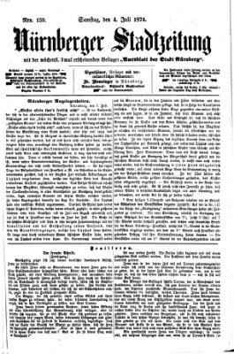 Nürnberger Stadtzeitung (Nürnberger Abendzeitung) Samstag 4. Juli 1874