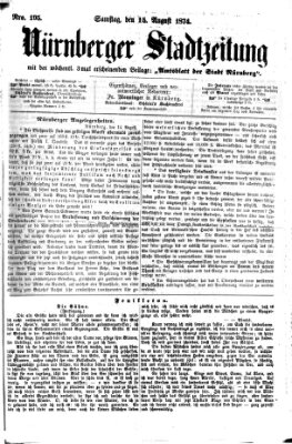 Nürnberger Stadtzeitung (Nürnberger Abendzeitung) Samstag 15. August 1874