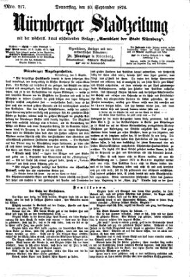 Nürnberger Stadtzeitung (Nürnberger Abendzeitung) Donnerstag 10. September 1874