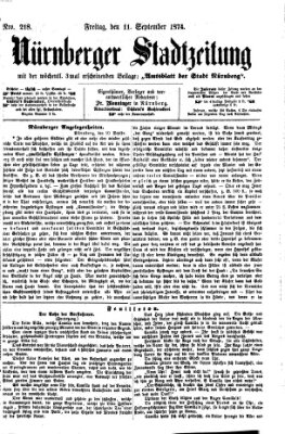 Nürnberger Stadtzeitung (Nürnberger Abendzeitung) Freitag 11. September 1874