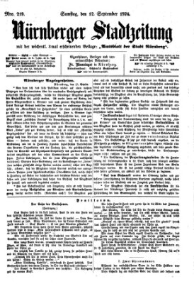 Nürnberger Stadtzeitung (Nürnberger Abendzeitung) Samstag 12. September 1874