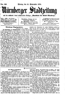 Nürnberger Stadtzeitung (Nürnberger Abendzeitung) Montag 21. September 1874