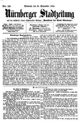 Nürnberger Stadtzeitung (Nürnberger Abendzeitung) Mittwoch 23. September 1874