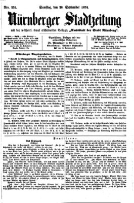 Nürnberger Stadtzeitung (Nürnberger Abendzeitung) Samstag 26. September 1874