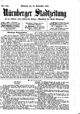 Nürnberger Stadtzeitung (Nürnberger Abendzeitung) Mittwoch 30. September 1874