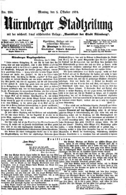 Nürnberger Stadtzeitung (Nürnberger Abendzeitung) Montag 5. Oktober 1874