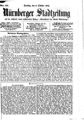 Nürnberger Stadtzeitung (Nürnberger Abendzeitung) Dienstag 6. Oktober 1874