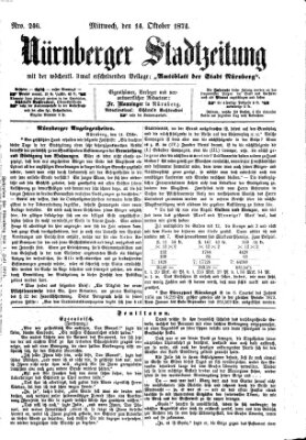 Nürnberger Stadtzeitung (Nürnberger Abendzeitung) Mittwoch 14. Oktober 1874