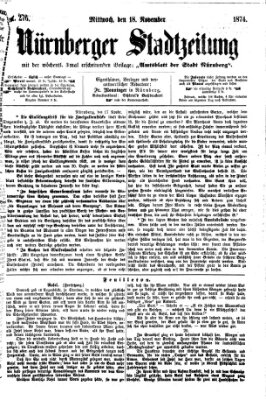 Nürnberger Stadtzeitung (Nürnberger Abendzeitung) Mittwoch 18. November 1874