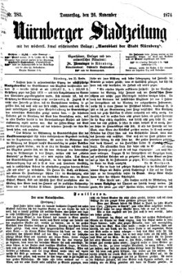 Nürnberger Stadtzeitung (Nürnberger Abendzeitung) Donnerstag 26. November 1874