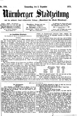 Nürnberger Stadtzeitung (Nürnberger Abendzeitung) Donnerstag 3. Dezember 1874
