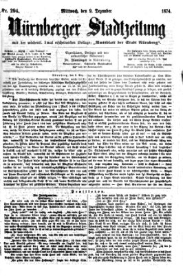 Nürnberger Stadtzeitung (Nürnberger Abendzeitung) Mittwoch 9. Dezember 1874