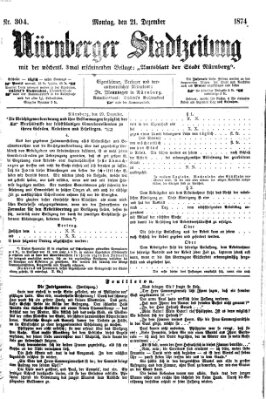 Nürnberger Stadtzeitung (Nürnberger Abendzeitung) Montag 21. Dezember 1874