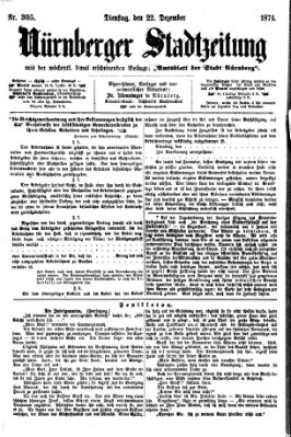 Nürnberger Stadtzeitung (Nürnberger Abendzeitung) Dienstag 22. Dezember 1874