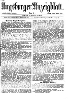 Augsburger Anzeigeblatt Samstag 3. Januar 1874