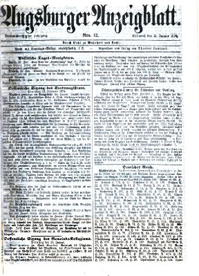 Augsburger Anzeigeblatt Mittwoch 14. Januar 1874