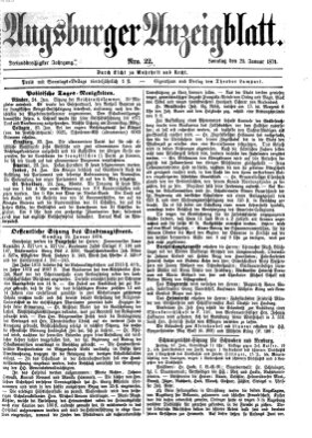 Augsburger Anzeigeblatt Sonntag 25. Januar 1874