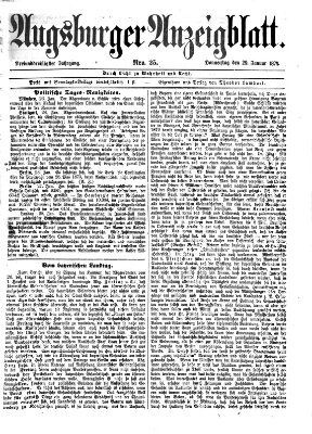 Augsburger Anzeigeblatt Donnerstag 29. Januar 1874