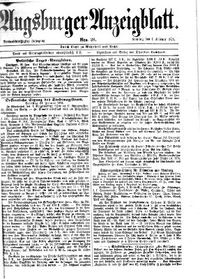 Augsburger Anzeigeblatt Sonntag 1. Februar 1874