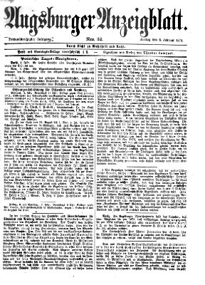 Augsburger Anzeigeblatt Freitag 6. Februar 1874