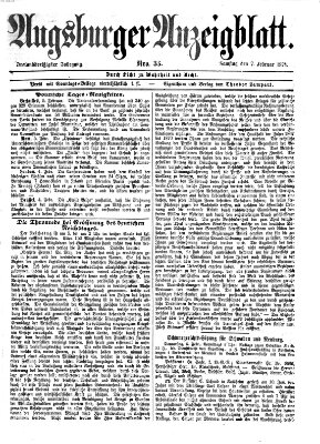 Augsburger Anzeigeblatt Samstag 7. Februar 1874