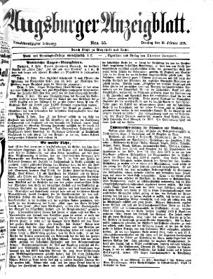 Augsburger Anzeigeblatt Dienstag 10. Februar 1874